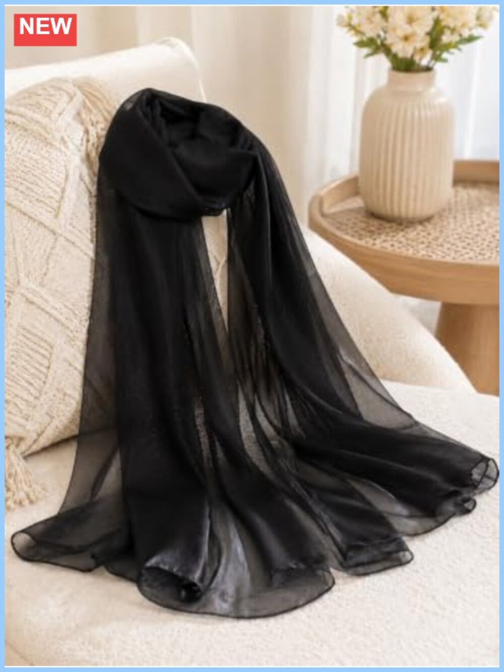 Sheer Chiffon Scarf Lightweight Soft Long Wrap Elegant Shawl Party Wedding
